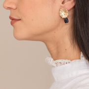 Boucle oreille plaque or magalie marine